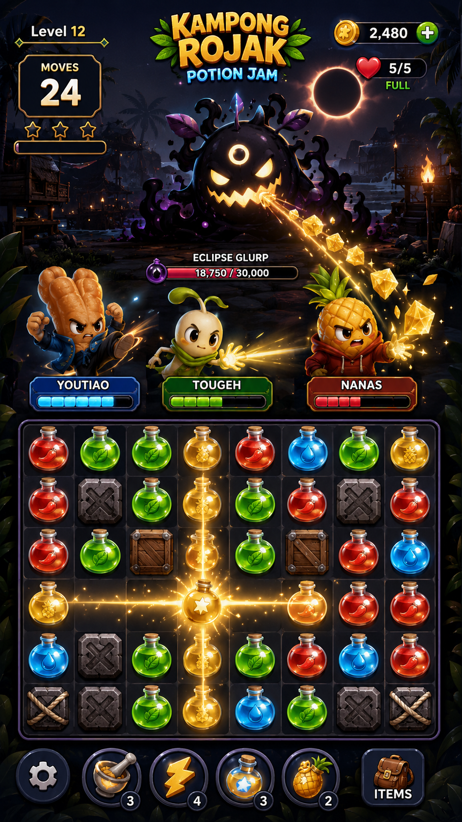 Potion Jam game screen